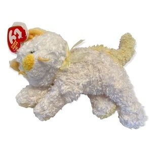 TY Beanie Babies Saffron Yellow & White Kitten 8" Stuffed Animal Plush Near MINT